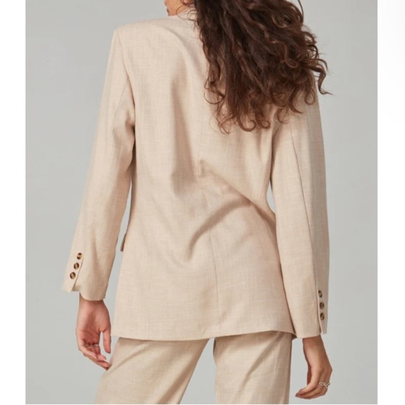 NWT Lola Jeans Cotton Blend Single Breasted Button Blazer Jacket Neutral Beige M - Picture 4 of 10